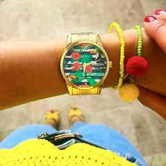 Woollers Reloj Eleka dorado esfera estampada tucanes