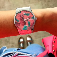 Woollers Reloj Bali plateado Esfera de piñas