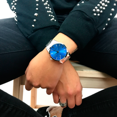 Reloj Woollers Bombay Plateado Azul