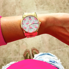 Woollers Reloj Palapa Esfera flamencos