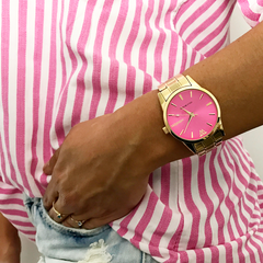 Reloj Woollers Sirope Dorado esfera Rosa