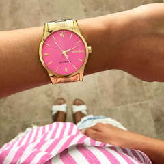 Reloj Woollers Sirope Dorado esfera Rosa