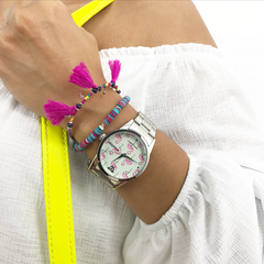 Woollers Reloj Walaka Plateado esfera Flamencos