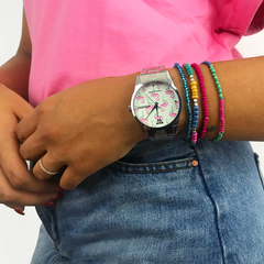 Woollers Reloj Walaka Plateado esfera Flamencos estampados