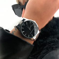 Woollers Reloj Blakoo Plateado esfera Negra