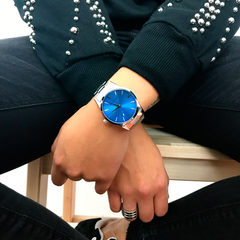 Reloj Woollers Bombay Plateado  Azul