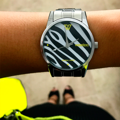 Woollers Reloj Kenia plateado con esfera cebra