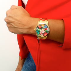 Woollers Reloj Upana dorado esfera flores