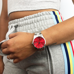 Woollers Reloj Venus Plateado esfera Roja