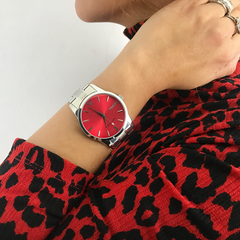 Woollers Reloj Venus Plateado esfera Roja Sunray